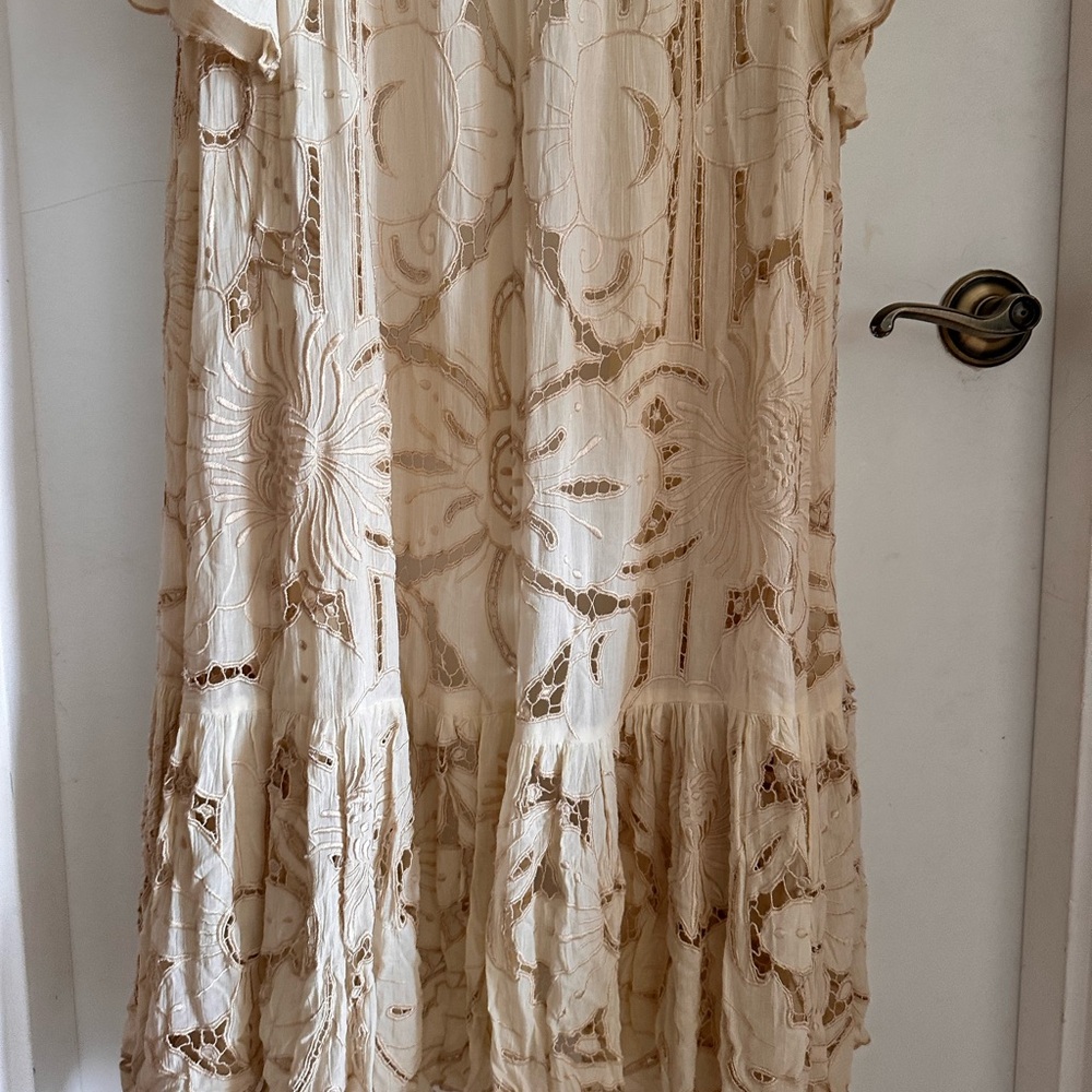 🕊️✨Free People Loveland Kimono XS/S Ivory Embroidered Boho Luxe $598 - Picture 13 of 15